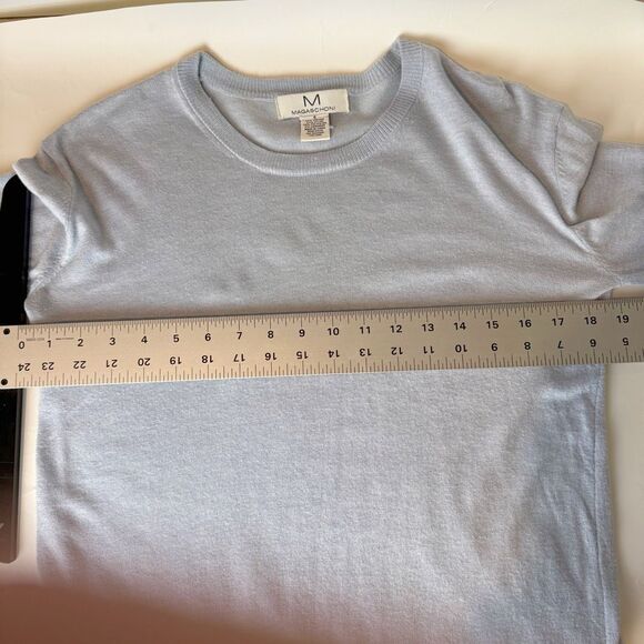 MAGASCHONI | blue tissue weight knit top | large | cashmere blend - Picture 8 of 9